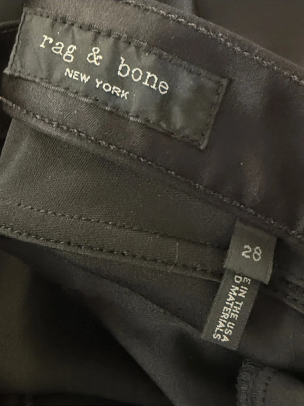 rag & bone Women’s High Rise Ankle Skinny Black Stretch Slim Satin Pants Sise 28